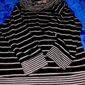 Chico’s Black and White Striped Loose Turtleneck